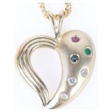 14K YELLOW GOLD HEART BIRTH STONE NECKLACE