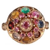 14K YELLOW GOLD RING TOPAZ SPINEL QUARTZ GARNET +