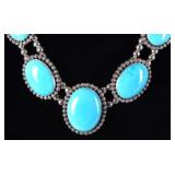 SIGNED SOUTHWEST 925 LADIES NECKLACE W/ BIG TURQ