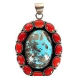 SW STYLE 925 LADIES TURQUOISE & JASPER PENDANT