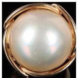 16.5MM CENTER PEARL 14K YELLOW GOLD LADIES RING