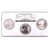 20TH ANNIVERSARY FINE SILVER EAGLE SET NGC PF/MS69
