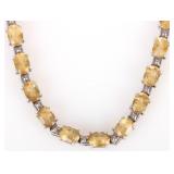 34.5CTW YELLOW CITRINE STERLING SILVER NECKLACE
