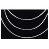 GLITTERING STERLING SILVER CHAINS LOT OF THREE