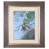 KEITH MARTIN JOHNS OIL ON BOARD OWL PAINTING