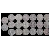 LOT OF TWENTY 90% SILVER WASHINGTON QUARTERS