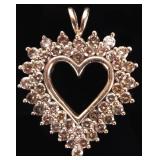 46 DIAMONDS 10K YELLOW GOLD LADIES HEART PENDANT