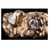 14K YELLOW GOLD NATURAL DIAMOND NUGGET MEN'S RING