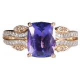 14K YELLOW GOLD MENS RING W/ AMETHYST & DIAMONDS