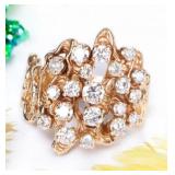 1.5CTW DIAMOND LADIES 14K GOLD CLUSTER RING