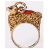 GOLD-TONE STERLING SILVER FILIGREE GOAT RING