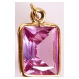 18K YELLOW GOLD ~6.73CT PINK SAPPHIRE PENDANT