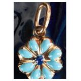 DAINTY 18K YELLOW GOLD FLOWER LADIES PENDANT