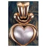 18K YELLOW GOLD TWO TONE HEART PENDANT