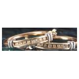 10K YELLOW GOLD DIAMOND LADIES HOOP EARRINGS