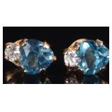 10K YELLOW GOLD LADIES EARRINGS W/ TOPAZ & SPINEL