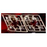 14K GOLD DIAMOND SHAPED GARNET STUD EARRINGS