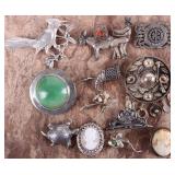 FIGURATIVE STERLING SILVER LADIES BROOCHES (12)