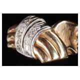 14K YELLOW/WHITE GOLD LADIES RING W/ DIAMONDS