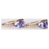 14K YELLOW GOLD LADIES EARRINGS W/ AMETHYST & DIAS
