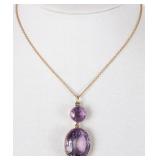 10K YELLOW GOLD AMETHYST LADIES NECKLACE