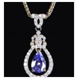 14K YELLOW GOLD LADIES NECKLACE W/ AMETHYST & DIAS