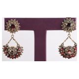 14K YELLOW GOLD LADIES CLIP-ON EARRINGS W/ GARNET