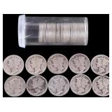 90% SILVER ASSORTED MERCURY DIME ROLL OF 46