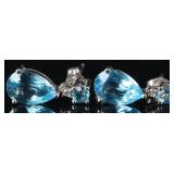 10K WHITE GOLD BLUE TOPAZ DIAMOND LADIES EARRINGS
