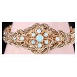 14K YELLOW GOLD OPAL CLUSTER DOUBLE ROPE BRACELET