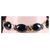 14K YELLOW GOLD LADIES BRACELET W/ ONYX STONES