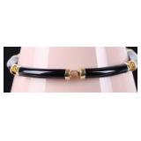 14K YELLOW GOLD LADIES BRACELET W/ ONYX STONES