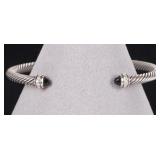 DAVID YURMAN 925 CABLE BRACELET W/ DIAMONDS & ONYX