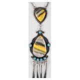 SW STYLE 925 LADIES NECKLACE W/ BUMBLEBEE JASPER