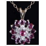 RUBY DIAMOND 12K GOLD FILLED LADIES NECKLACE