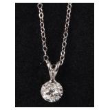 FASHION STERLING SILVER NECKLACE W/ .2K DIAMOND