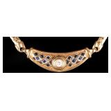 18K YELLOW GOLD NATURAL DIAMOND TOPAZ NECKLACE