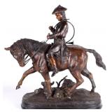 EDWARD BERGE SOLDIER ON HORSEBACK BRONZE STATUE