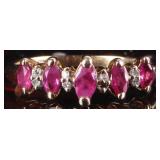 10K YELLOW GOLD PINK SPINEL DIAMOND LADIES RING