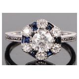 PLATINUM NATURAL DIAMOND SAPPHIRE LADIES RING