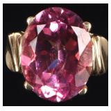 14K YELLOW GOLD ~14.41CT PINK SAPPHIRE LADIES RING
