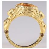 GOLD-TONE STERLING SILVER LADIES RING W/ CITRINE