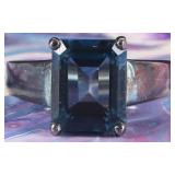 3.5CT SAPPHIRE STERLING SILVER MENS RING