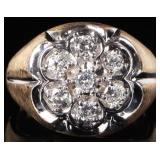 1.05CTW DIAMONDS 14K YELLOW GOLD MENS FLORAL RING