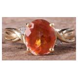 14K YELLOW GOLD LADIES RING W/ TOPAZ & DIAMONDS