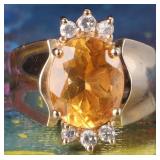 14K YELLOW GOLD LADIES RING W/ DIAMOND & CITRINE