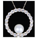 10K YELLOW GOLD LADIES NECKLACE W/ PEARL PENDANT