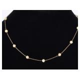 14K YELLOW GOLD LADIES NECKLACE W/ BONE ROSETTES