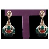 18K YELLOW GOLD ART DECO LADIES DROP EARRINGS