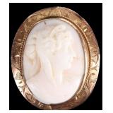 ANTIQUE 10K YELLOW GOLD ENAMEL LADIES BROOCH